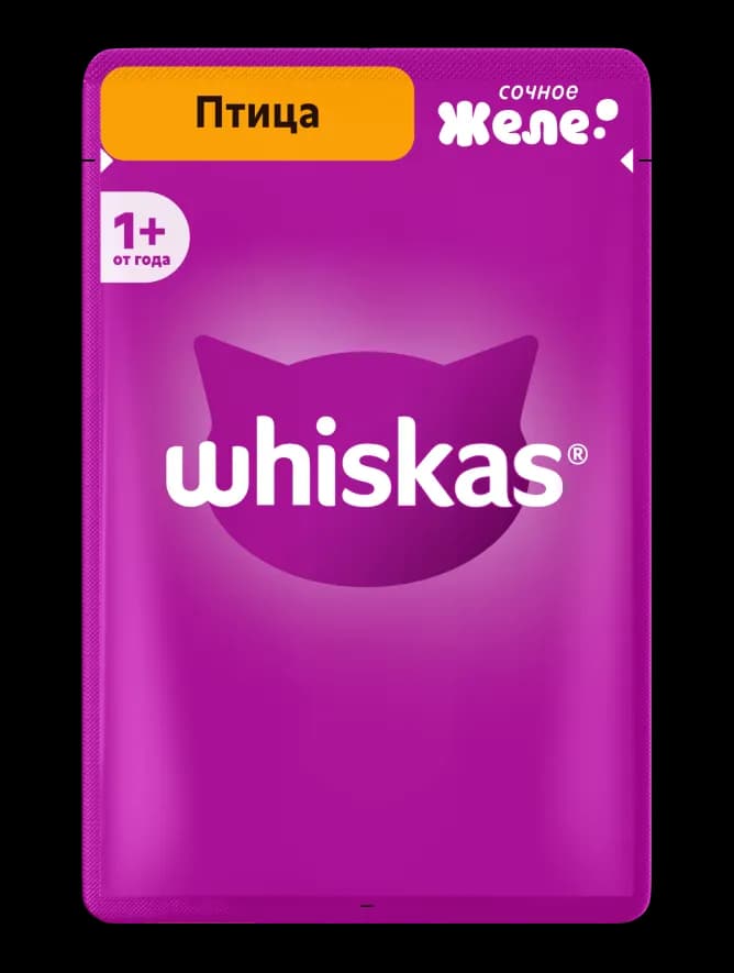 Влажный корм Whiskas® для кошек, желе с домашней птицей, 75г